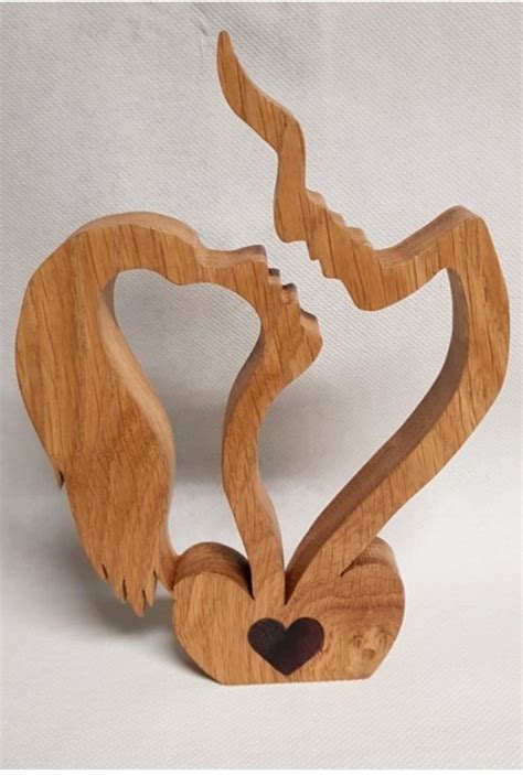 Handmade Wooden Love Sculpture Couple Curving Sculpture By Collections