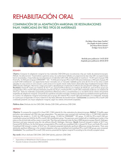 Pdf Comparaci N De La Adaptaci N Marginal De Tres Materiales Cad Cam