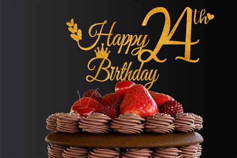 24th Birthday Cake Topper SVG Gráfico por Rizu Designs Creative Fabrica