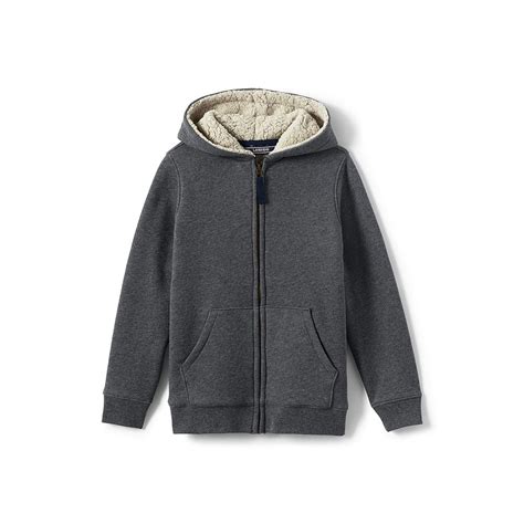 Lands End School Uniform Little Boys Sherpa Lined Hoodie