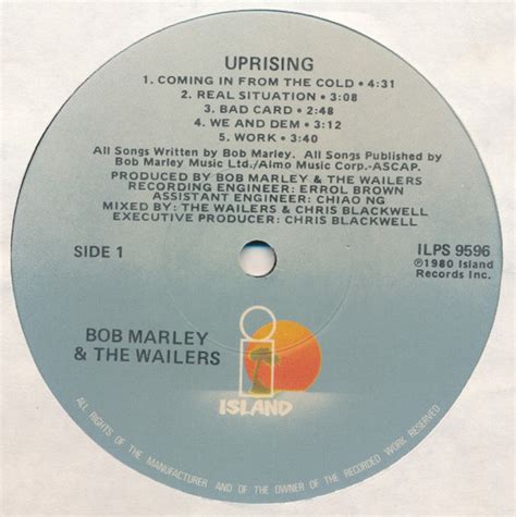 Original 80 BOB MARLEY The WAILERS Uprising Record Album Vintage 70s