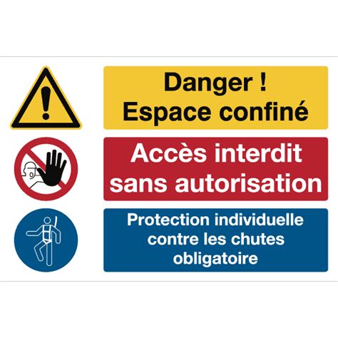 Panneau Picto Danger Espace Confiné Accès Interdit Protection