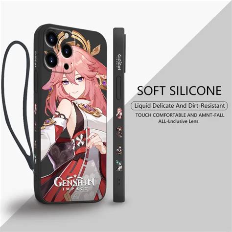 Phone Genshin Impact Yae Miko Hu Tao Thin Armor Liquid Case For Apple