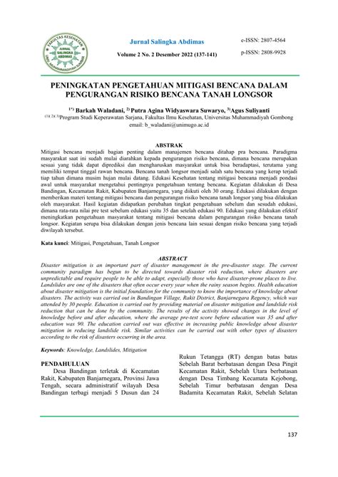 Pdf Peningkatan Pengetahuan Mitigasi Bencana Dalam Pengurangan Risiko