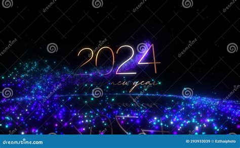 Golden Text 2024 Happy New Year With Purple Particles Stock Video