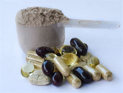 Supplements - Vitamins Minerals, Protein Powder Stock Image - Image of ...