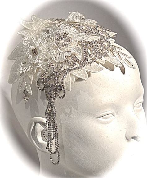 Rhinestone Bridal Headpiece Juliet Cap Wedding Accessories White Lace