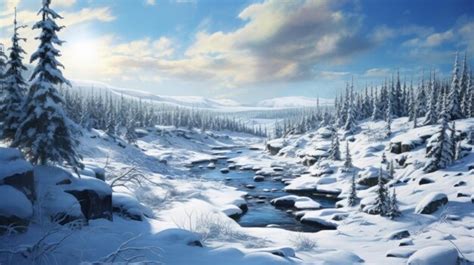 Premium Photo Photoreal Winter Landscape In Quebec Province Anime Art