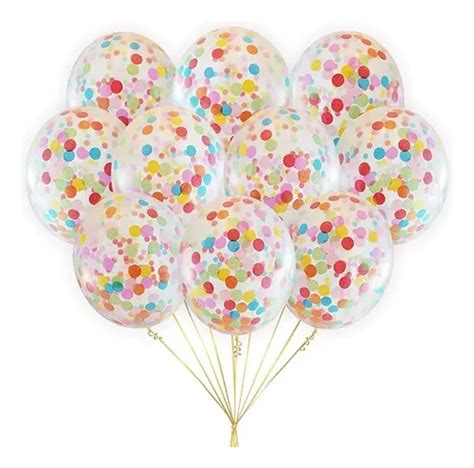 50 Globos Transparentes Con Confeti 12 Látex De Colores Mixt Meses