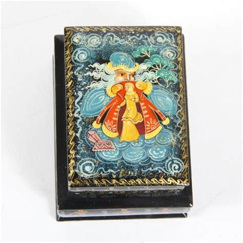 Lot Russian Hand Painted Folk Art Lacquer Double Trinket Box With