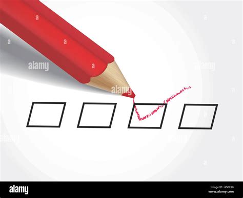 Close Up Look At Red Pen Marking On The Check Box Over White Paper