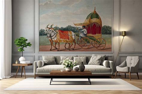 Traditional Bailgaadi Delight Painting Wallpaper Mural - Magic Decor