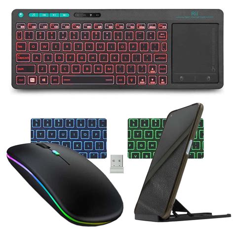 Klawiatura Bezprzewodowa Rgb Led Z Touchpadem Do Pc Tv Tabletu Czarna