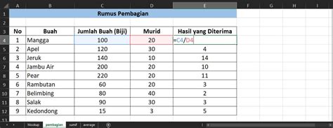 Contoh Cara Menggunakan Fungsi Rumus Pembagian Di Excel