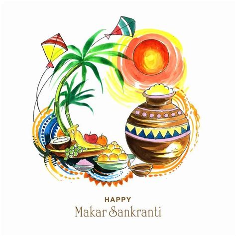 Free Vector Happy Makar Sankranti Holiday India Festival Background