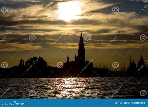 Sunset View of San Giorgio Maggiore in Venice Stock Image - Image of ...