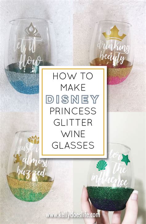 How To Make Disney Princess Glitter Wine Glasses Kelly Does Life