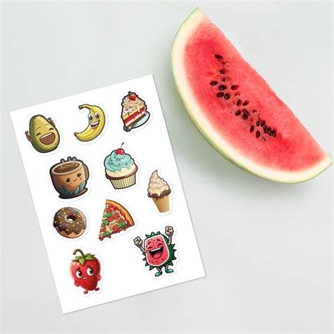 Foodie Fun: 10 Adorable Cartoon Food Stickers for Your Everyday Items ...