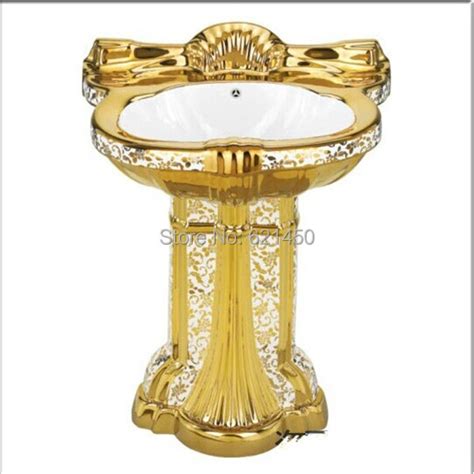 Wholesaler Luxury European Style Golden Bathroom Sinks Mosaic Gold Wash Sinks Pedestal Sinks-in ...