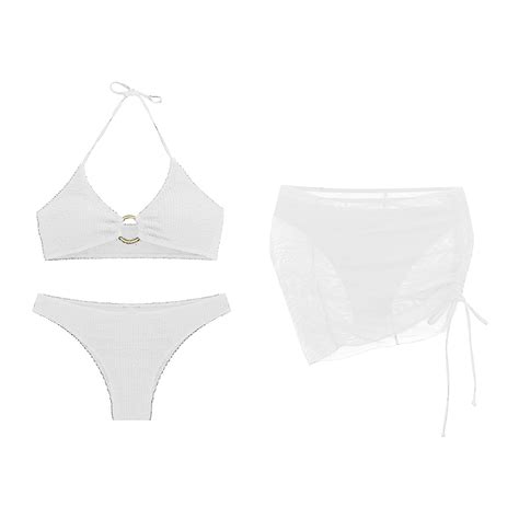 Swimsuit Coverup For Women Piece Bathing Suits Halter Ring Bikini Set