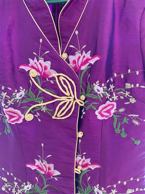 Cheong Sam Top Purple Women S Fashion Tops Blouses On Carousell