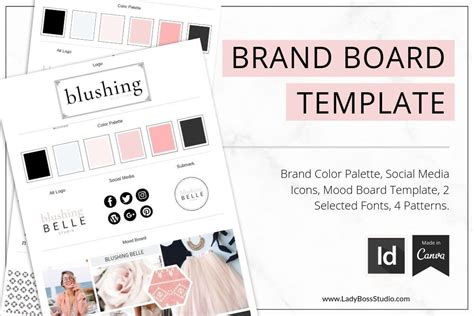 Blush Branding Board Canva Indesign Lady Boss Studio