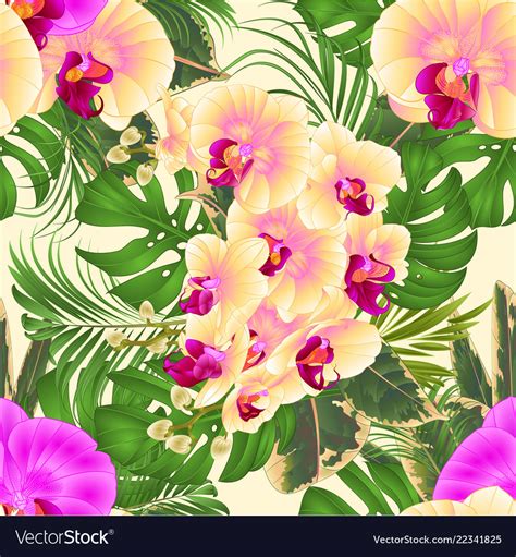 Seamless Texture Tropical Flowers Yellow And Vector Image