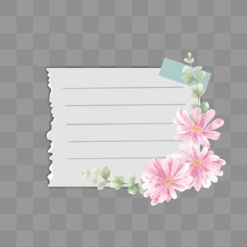 Wild Flower Watercolor Png Transparent Vintage Paper Note With Pink