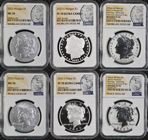 Coin Set Morgan Peace Silver Dollars Ngc Ms Pf Rp Reverse Is