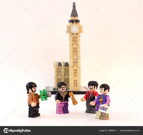 Lego Minifigure Beatles In Front Of Big Ben Stock Editorial Photo