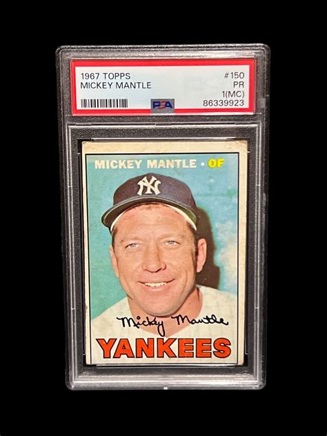 Mickey Mantle New York Yankees 1967 Topps Card 150 Graded Pr Psa 1 Mc