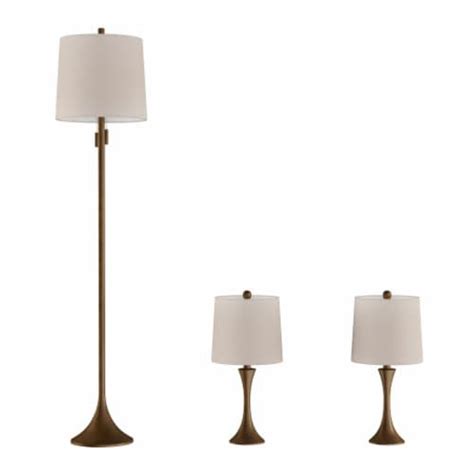 Lavish Home Mid Century Modern Lamp Set Of 3 Metal Floor Table Lamps