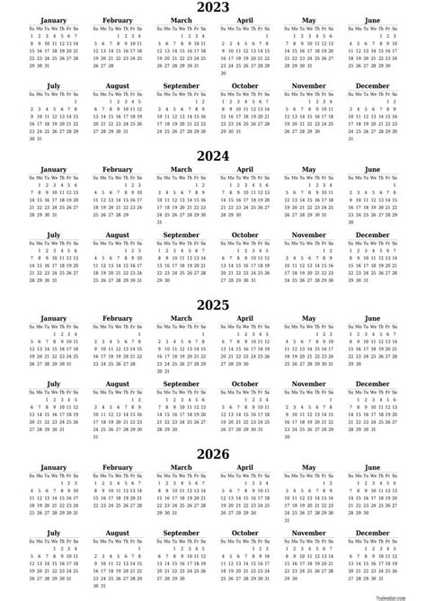 Free Printable Three-Year Calendars Templates 2023/2024/2025 | Free ...