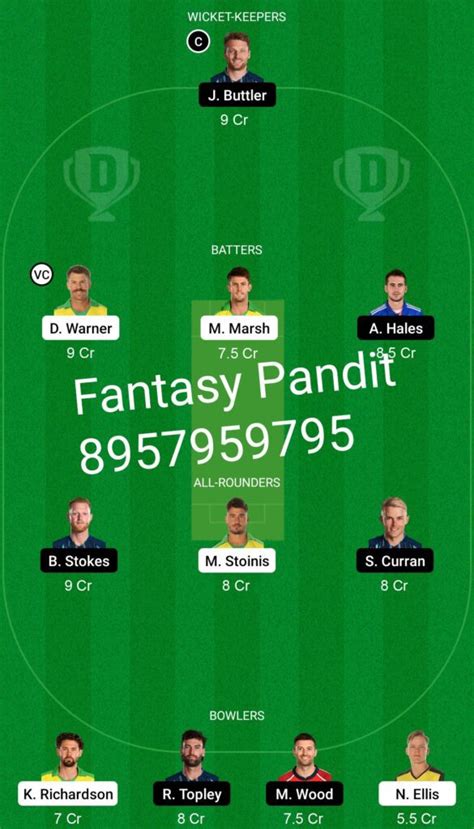 Winning Screenshot Aus Vs Eng Dream Team Fantasy Pandit