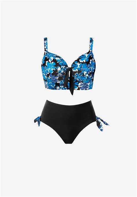 Confidante High Waist Bra Sized Underwire Bikini Set Blue Black