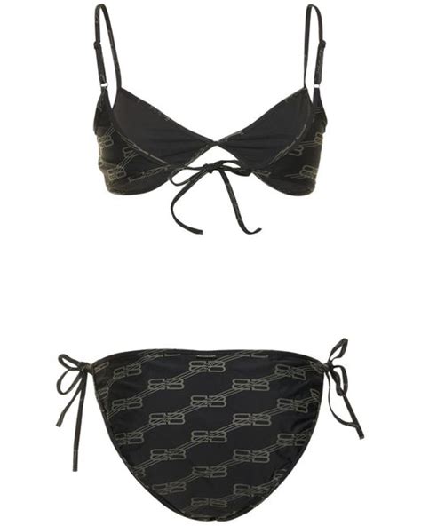 Balenciaga Logo Printed Stretch Tech Bikini In Black Lyst