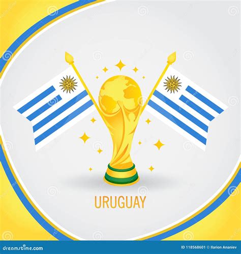 Uruguay Football Champion World Cup 2018 - Flag and Golden Trophy ...