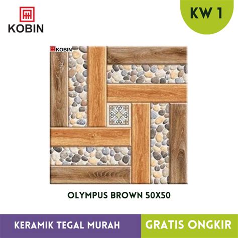 Jual Keramik Teras Kamar Mandi 50x50 Olympus Brown Kobin Kw1 Kasar