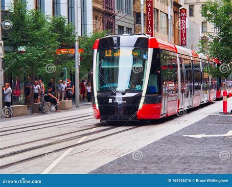 New Light Rail Tram George Street Sydney Australia Editorial Photo