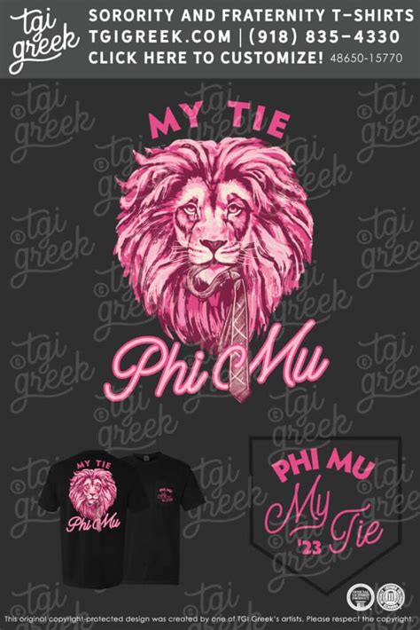 TGI Phi Mu My Tie Lion TGI Greek