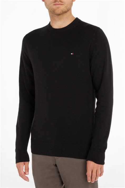 Tommy Hilfiger Herr Pima Org Ctn Cashmere Crew Neck Black