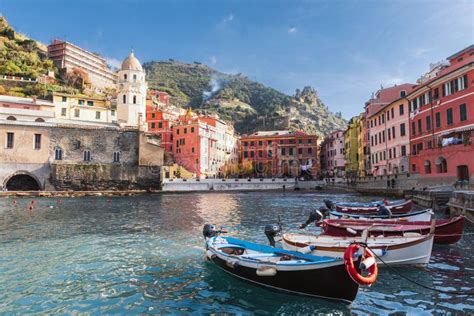 Cinque Terre Italy Scenic View Of Marina In Colorful Fishermen