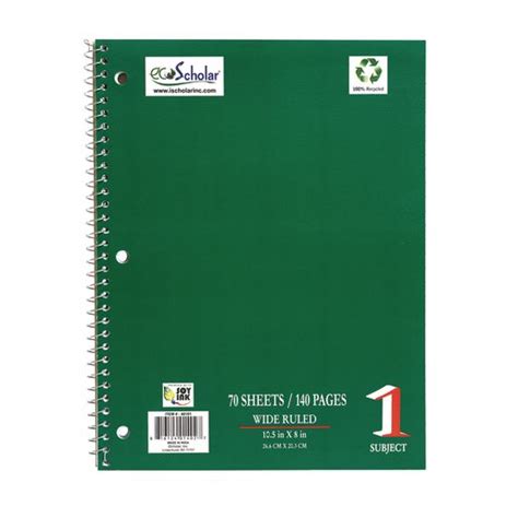 Green Spiral Notebook 70 Sheets