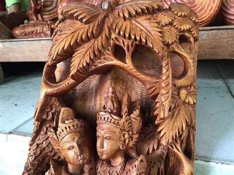 Balinese Handmade Wooden Rama Sita Statue X X Cm Statue Wood