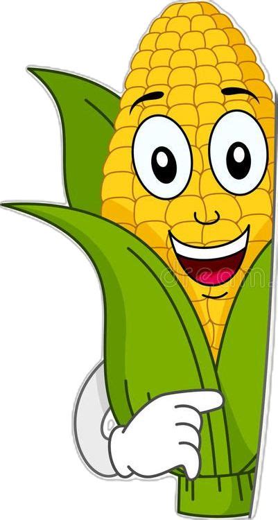 Corn Cob Character with Blank Paper. A happy cartoon corn cob character ...