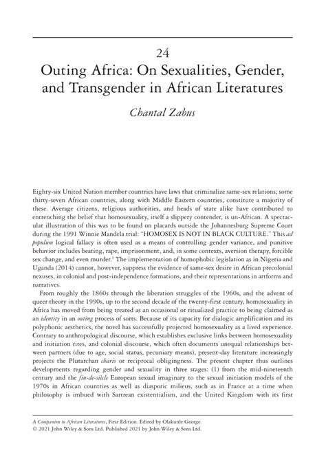 Pdf Outing Africa On Sexualities Gender And Transgender In African