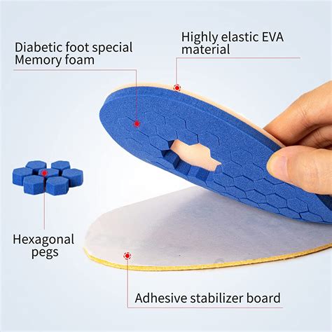 Delysionta 1 Pair Diabetic Insoles Offloading Insole Removable Peg Insoles Foot Ulcer Insole For