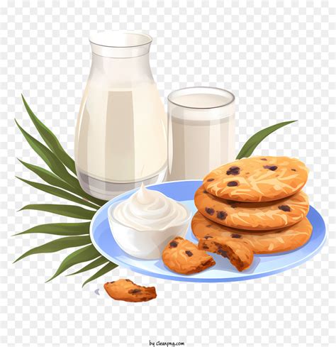 Biscuits Et Lait Cookies Aux Pépites De Chocolat Lait PNG Biscuits