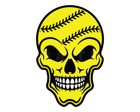 Human Skull Svg Softball Skull Svg Clipart Image Cricut Svg Etsy