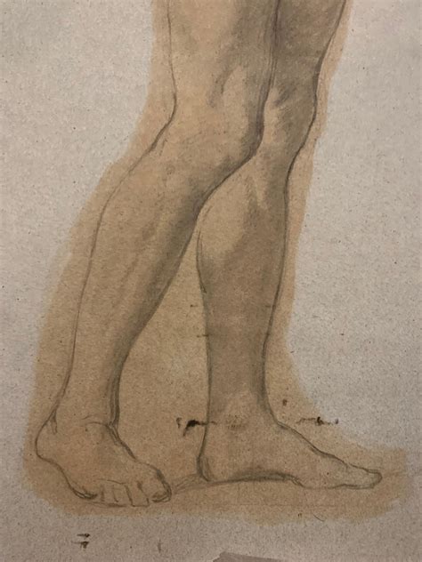 Unknown Large Academic Study Of The Nude Handsome Man With A Beard Xixcentury For Sale At
